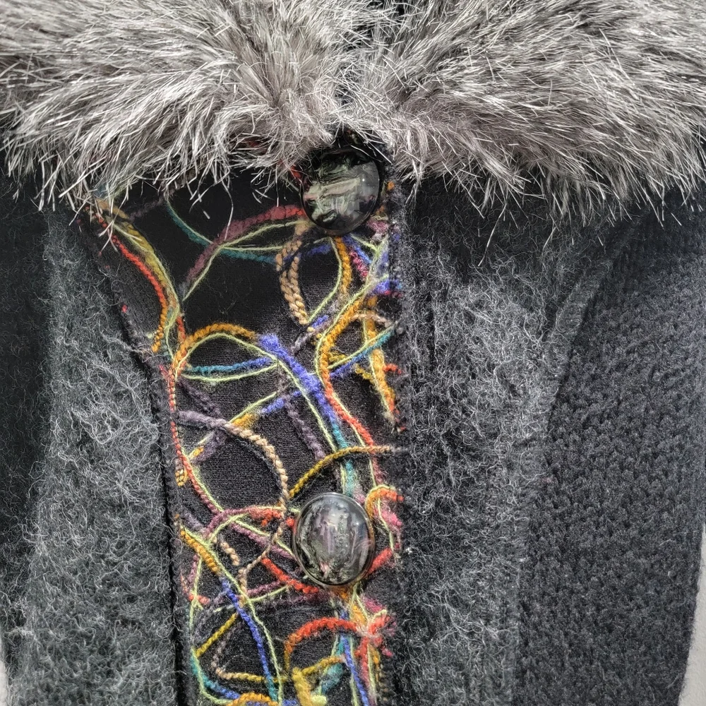 Griffolie Paris Designer Abstract Fur Dress Coat Size 1 - Picture 5 of 7